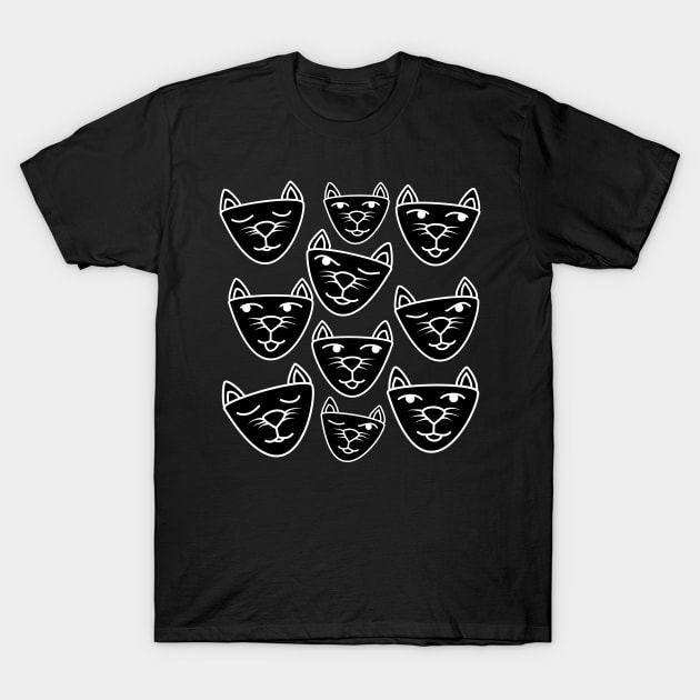 Funny black cat faces T-Shirt by Nosa rez